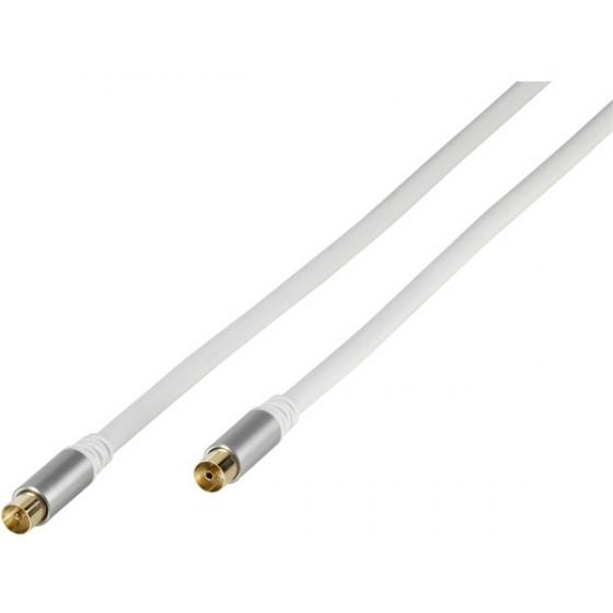 VIVANCO ANTENNA CABLE 5m COAX PLUG-SOCKET 110 dB HQ GOLD PLATED white - (43150)
