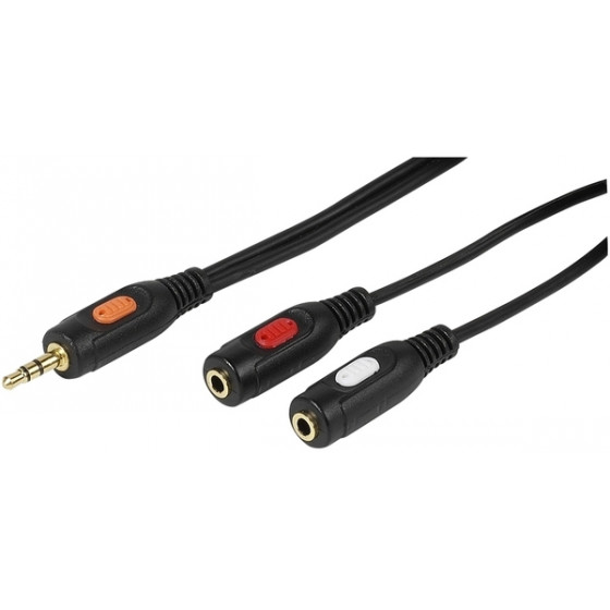 VIVANCO AUDIO CONNECTION CABLE 3.5mm TO 2X 3.5mm GOLD PLATED 0.2m - (46051)