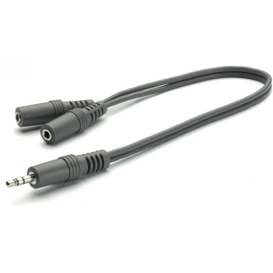 VIVANCO AUDIO CONNECTION CABLE Y 3.5mm PLUG to 2x 3.5mm JACK SOCKET 0.2m - (46510)