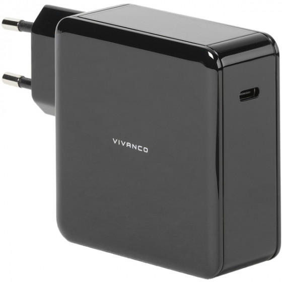 VIVANCO TRAVEL CHARGER TYPE C PORT + DATA CABLE TYPE C 30W FOR NOTEBOOK black - (34315)