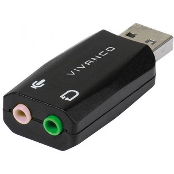 VIVANCO USB 2.0 AUDIO ADAPTER FOR SOUNDCARD AND HEADSET black - (36657)