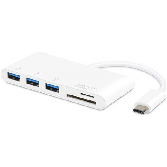 VIVANCO USB TYPE C ADAPTER CARD READER / HUB 3 PORTS - (34295)