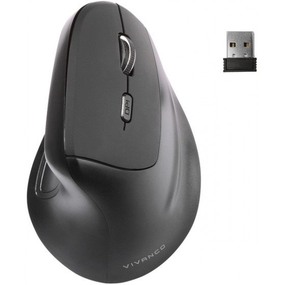 VIVANCO WIRELESS VERTICAL MOUSE 5 BUTTONS black - (39632)