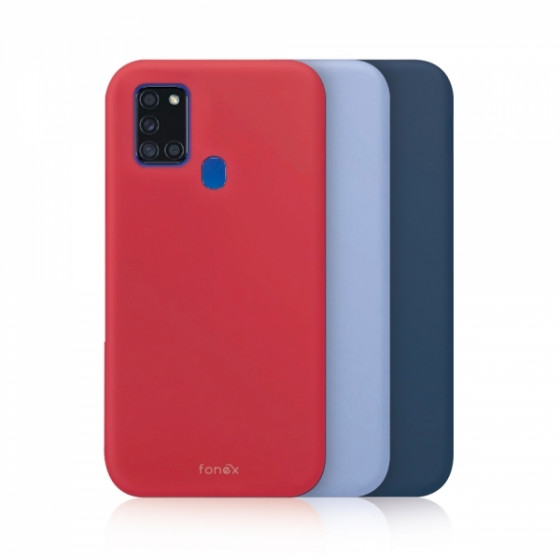 FONEX RAINBOW 3 PACK TPU CASE 0.6mm SAMSUNG A21s Light blue / Red / Blue backcover - (RBW1482C)