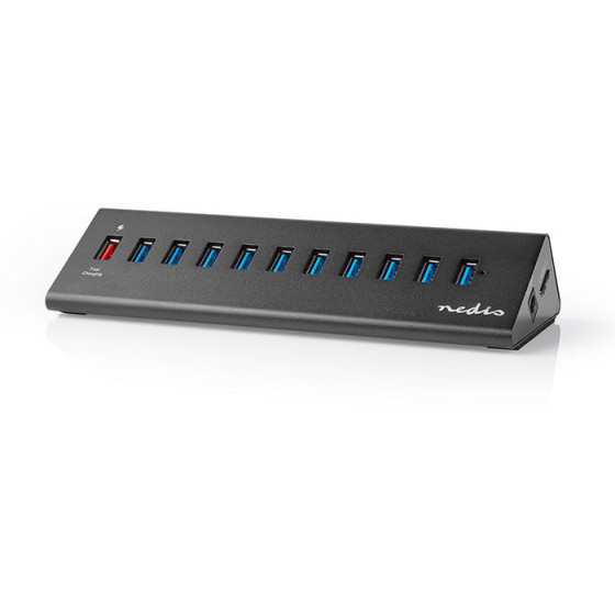 NEDIS USB Hub 11-Port QC3.0 USB 3.2 Gen1 Mains USB Powered - (UHUBUP31110BK)