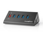 NEDIS USB Hub 5-Port QC3.0 USB 3.2 Gen1 - (UHUBUP3510BK)