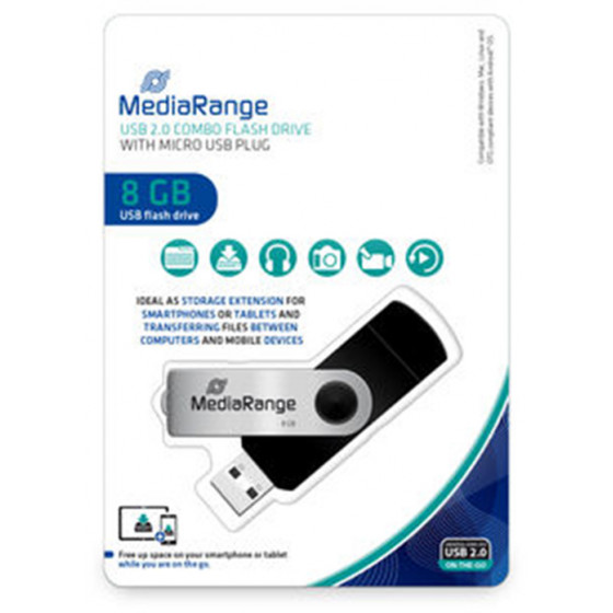 MediaRange USB combo flash drive with micro USB OTG plug 8GB - (MR930-2)