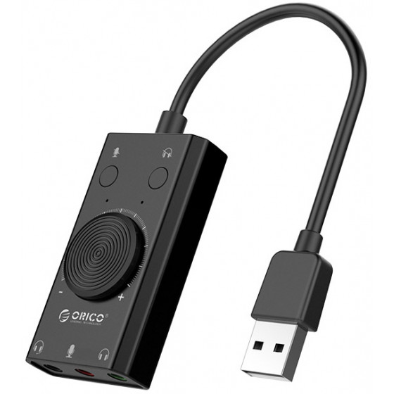 Orico USB ����� ���� SC2 USB 2.0 3x 3.5mm volume control ����� - (SC2-BK-EP)