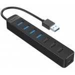 Orico USB Hub TWU32-7A 1x USB Type-C 7x USB ports ����� - (TWU32-7A-BK-EP)