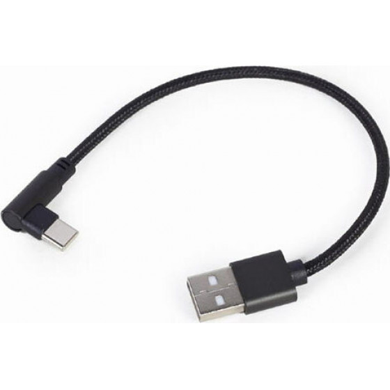 Cablexpert angled usb type-c charging & data cable 0.2m black - (CC-USB2-AMCML-0.2M)