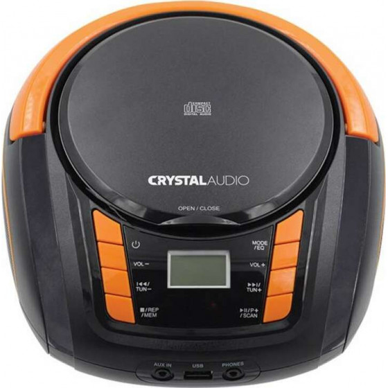 CRYSTAL AUDIO CD/MP3/FM/USB PLAYER BLACK/ORANGE - (BMBU2KO)