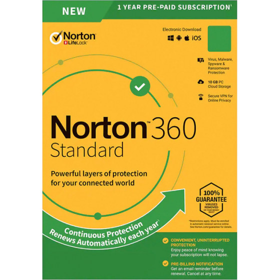 NORTON Antivirus 360 Standard ESD 1 ������� 10GB cloud 1 ���� - (N360-ESD-1)