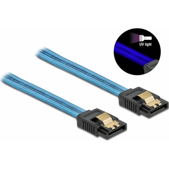 POWERTECH ������� SATA III 7pin �� UV ��������� 0.7m ���� - (CAB-W037)