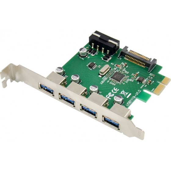 POWERTECH ����� ��������� PCIe �� 4x USB 3.0 VL805 + RTL8153 - (ST66)