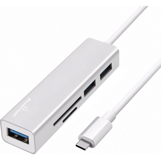 POWERTECH USB Type-C HUB 3x USB 3.0 SD/Micro SD ����� - (PT-926)