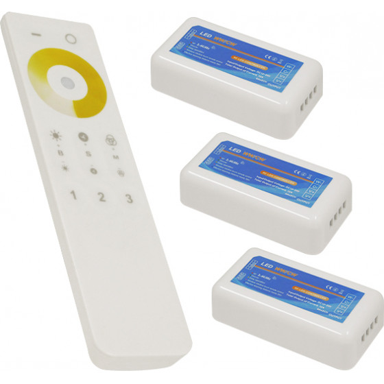 GloboStar �������� LED Dimmer �� ����������� ���� 2.4G RF CCT 2 �������� ��� ���� Groups 12v (432w) - 24v (864w) DC - (04340)