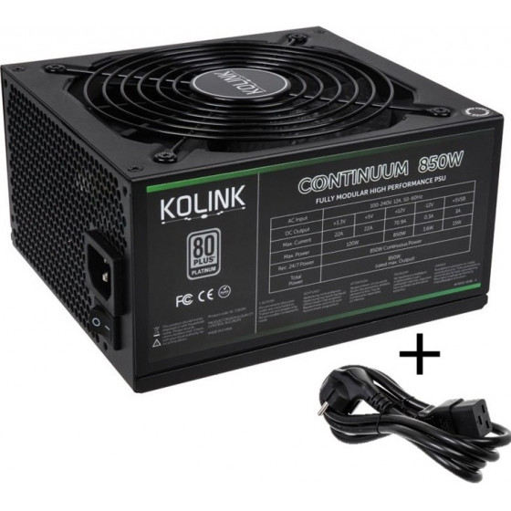 Kolink Continuum 80 PLUS Platinum PSU modular 850 Watt PC Power Supply With Cable - (NEKL-024)