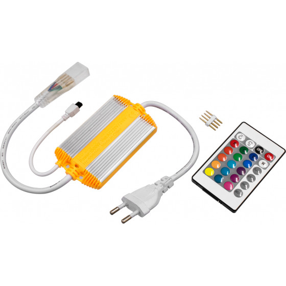 GloboStar RGB Controller �� �������� ����������� IR - ����������� ����������� AC/DC 230V IP68 Slim ������� ����� ������ LED RGB 4 Pin Max 1500W - ��� 100 ����� - (70521)