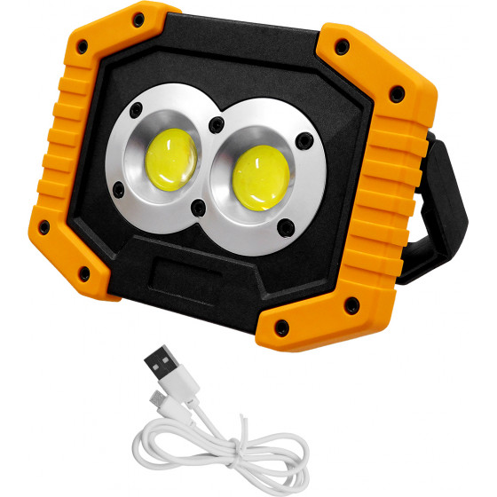 GloboStar ������� ����������������� ��������� �������� LED COB 20W 2000lm �� 4 Modes & Power Bank ��� �� ������� �������� Micro USB ���������� IP65 ����� ����� 6000K �11.5 x �10 x �23cm - (79037)