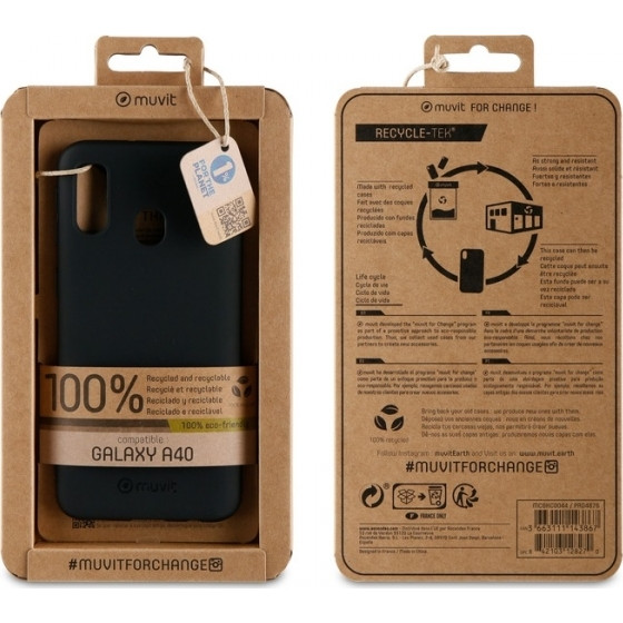 Muvit Recycletek Samsung A40 Black Backcover - (MCBKC0044)