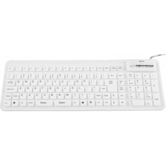 ESPERANZA SILICONE WIRED KEYBOARD FOR TABLETS AND COMPUTERS US WHITE - (EK126W)