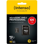 INTENSO Memory Card microSD PROFESSIONAL 64GB CLASS 10 - (MSDINTP64GB)