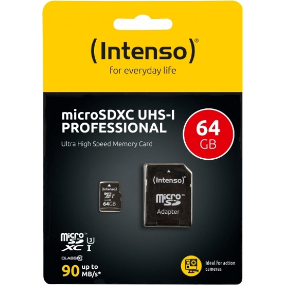 INTENSO Memory Card microSD PROFESSIONAL 64GB CLASS 10 - (MSDINTP64GB)