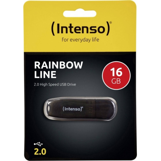 INTENSO ������� ������ 16GB USB 2.0 RAINBOW LINE black - (INTUSBR16)