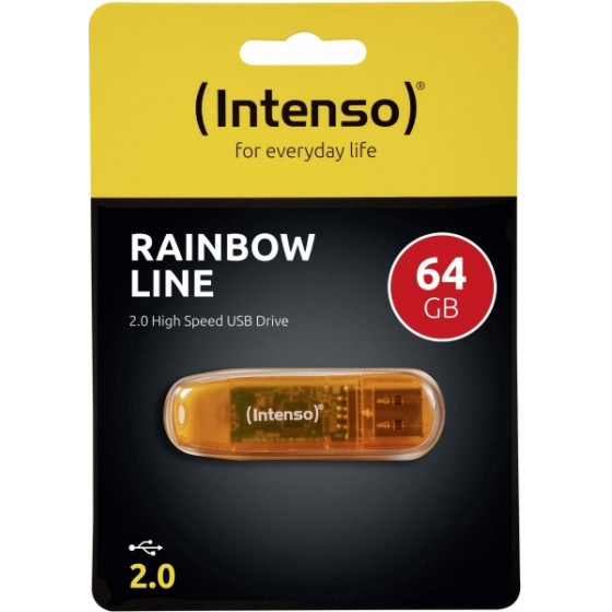 INTENSO ������� ������ 64GB USB 2.0 RAINBOW LINE orange - (INTUSBR64)
