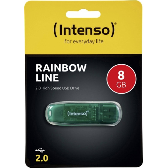 INTENSO ������� ������ 8GB USB 2.0 RAINBOW LINE green - (INTUSBR8)