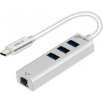 CABLETIME Hub Type-C �� 3x USB 3.0 & RJ45 C160 5Gbps, 0.15m, �����