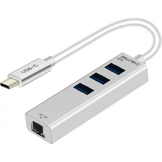CABLETIME Hub Type-C �� 3x USB 3.0 & RJ45 C160 5Gbps, 0.15m, �����
