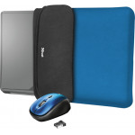 Trust Yvo Reversible Sleeve for 15.6 Laptops with wireless mouse blue - (23452)