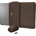Trust Yvo Reversible Sleeve for 15.6 Laptops with wireless mouse brown hearts - (23446)