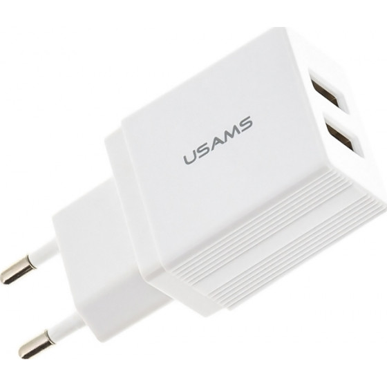 Usams ��������� ������ T24 US-CC090, 2x USB, 2.1A, ������ - (CC90TC01)