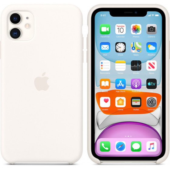 APPLE ���� IPHONE 11 SILICONE COVER WHITE- (MWVX2ZM/A)