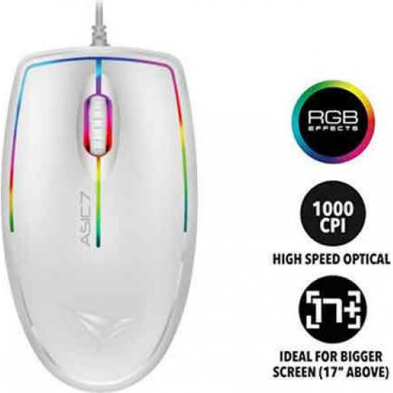 Alcatroz Rgb FX Usb Wired Mouse Asic 7 White - (ASIC7W)