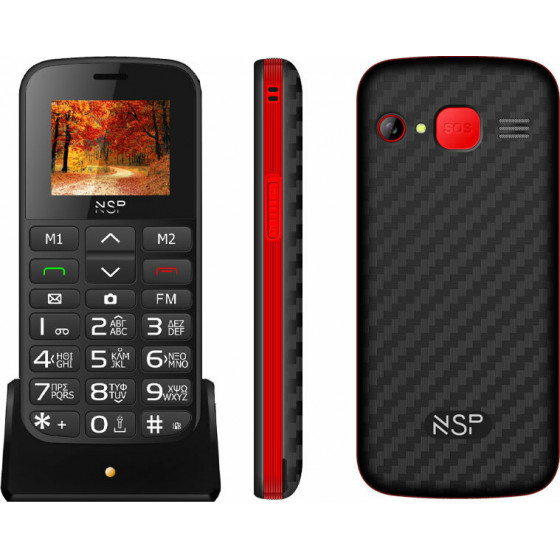 NSP ������ �� ������� 2000DS 1.8 DUAL SIM 2G 32MB/32MB RADIO-MP3/MP4 SOS BUTTON BLACK/RED HANDS FREE