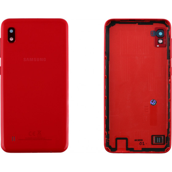 SAMSUNG A10 2019 A105 BATTERY COVER + CAMERA/FLASH LENS RED ORIGINAL SERVICE PACK - (GH82-20232D)