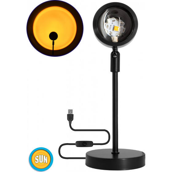 GloboStar �������� Minimal ����������� ��������� ��������� �������� LED 12W DC 5V �� Projector LENS ������� ��� & ������� ����������� USB Rotation Head 180� SUN - (00814)