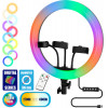 GloboStar Professional Digital Ring Light �36cm LED SMD 50W 5000lm 180� DC 5V �� ������� ����������� USB - ������������ ��� �������� ����������� RF 2.4Ghz ��������� �������� & 3 ������ ��������� - ��������� RGBW+WW Dimmable - (75803)
