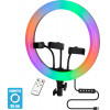 GloboStar Professional Digital Ring Light �36cm LED SMD 50W 5000lm 180� DC 5V �� ������� ����������� USB - ������������ ��� �������� ����������� RF 2.4Ghz ��������� �������� & 3 ������ ��������� - ��������� RGBW+WW Dimmable - (75803)