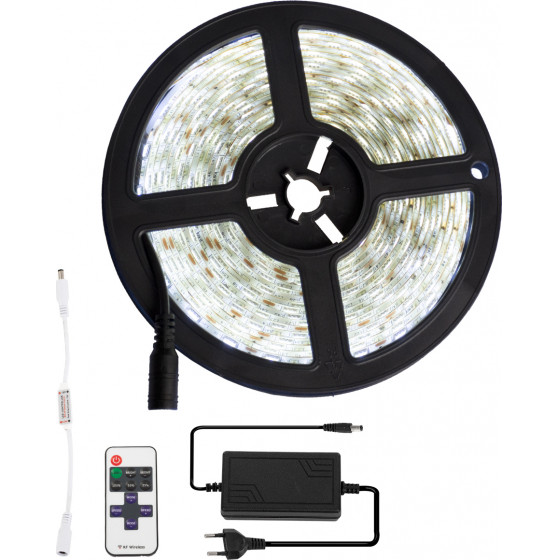GloboStar ��� ������ LED 5m 72W/5m 12V 60LED/m 5050 SMD 1584lm/m 120� ��������� IP65 �� �������� ����������� RF 2.4Ghz ��� ����������� ����� ����� 6000K Dimmable - (70414)