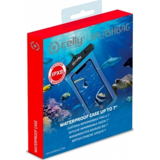 Celly Waterproof Splash Case Up To 7 inches �lack - (SPLASHBAG21BK)