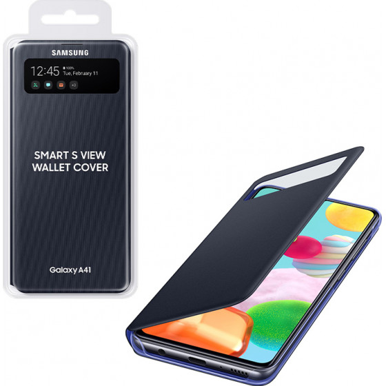 SAMSUNG ���� A41 A415 S VIEW WALLET COVER BLACK- (EF-EA415PBEGEU)