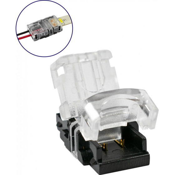 GloboStar ���������� ������������� ������ IP65 - Strip To Cable Connector ��� ����� 1 x ���������� ���������� ������� LED ������� 8mm �� 1 x ������� ����������� - (70716)