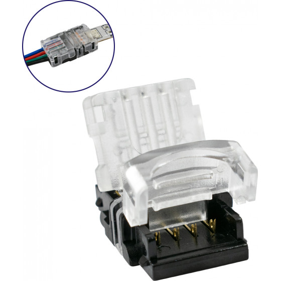 GloboStar ���������� ������������� ������ IP65 - Strip To Cable Connector ��� ����� 1 x RGB ���������� ������� LED ������� 10mm �� 1 x ������� ����������� - (70724)