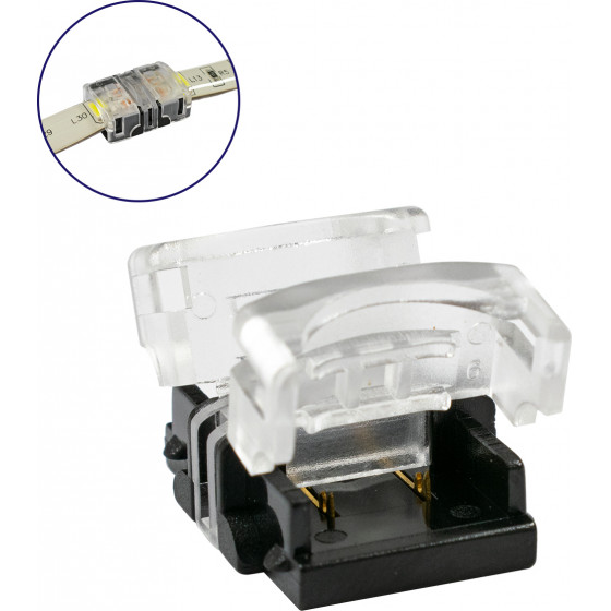 GloboStar ���������� ������������� ������ IP65 - Strip To Strip Connector ��� ����� 2 x ���������� ���������� ������� LED ������� 10mm - (70719)
