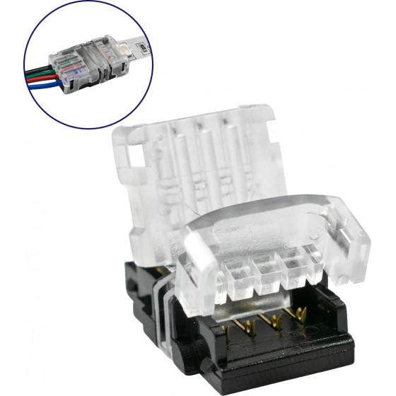 GloboStar ������������� ������ IP20 - Strip To Cable Connector ��� ����� 1 x RGB ������� LED ������� 10mm �� 1 x ������� ����������� - (70722)