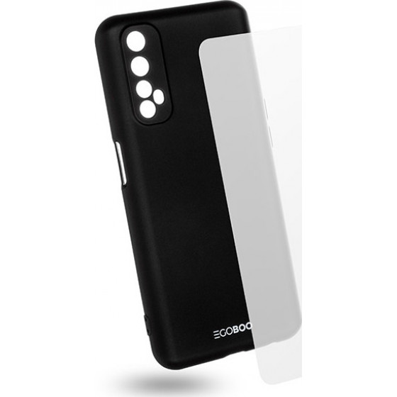 Egoboo Tempered Glass + Case Rubber TPU Black Realme 7 - (R7TPUBLKGL)